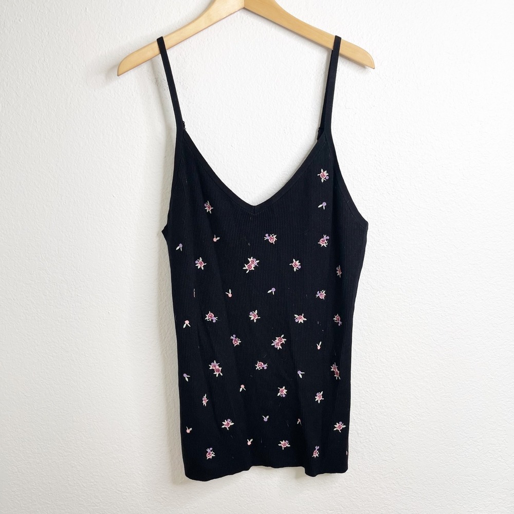 Torrid Black Floral Embroidered Ribbed Knit‎ Cami Sweater Tank Top 3XL NEW